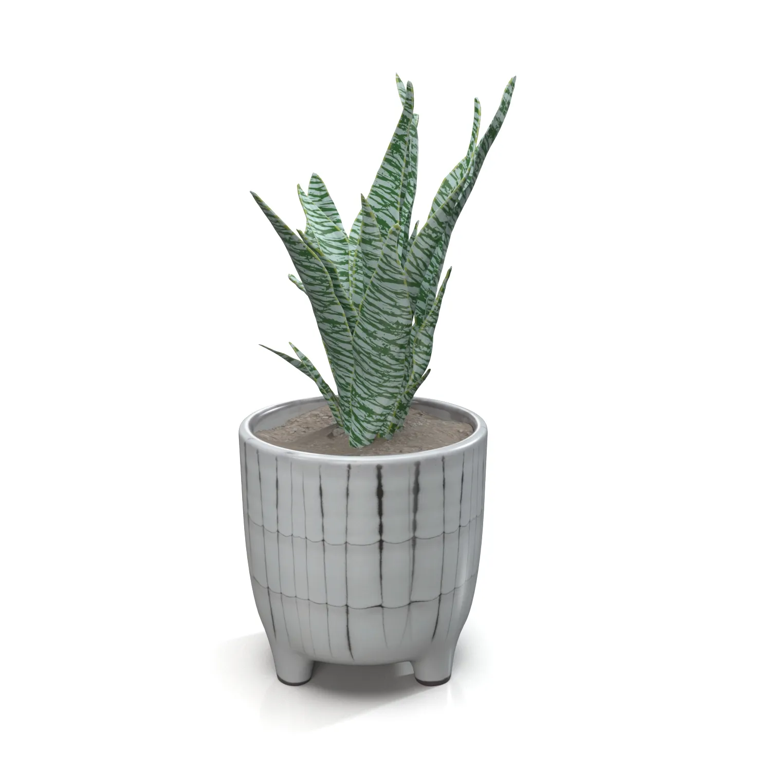 Terracotta Footed Planter with Artificial Plant PBR 3D Model_03